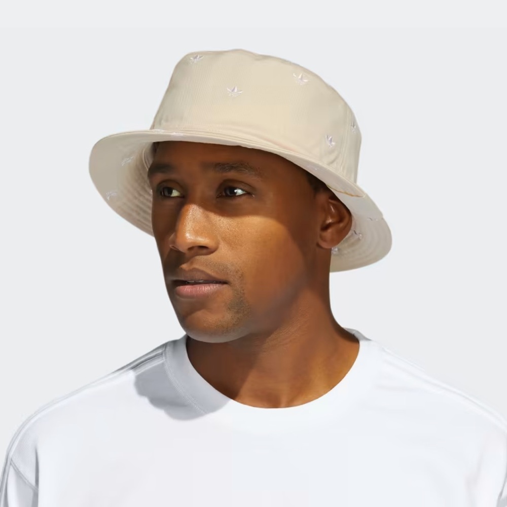 Adidas All Over Trefoil Pattern Cream Bucket Hat